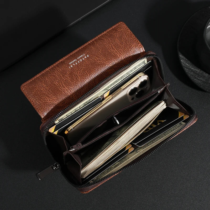 Sac à main à fermeture éclair en PU pour hommes