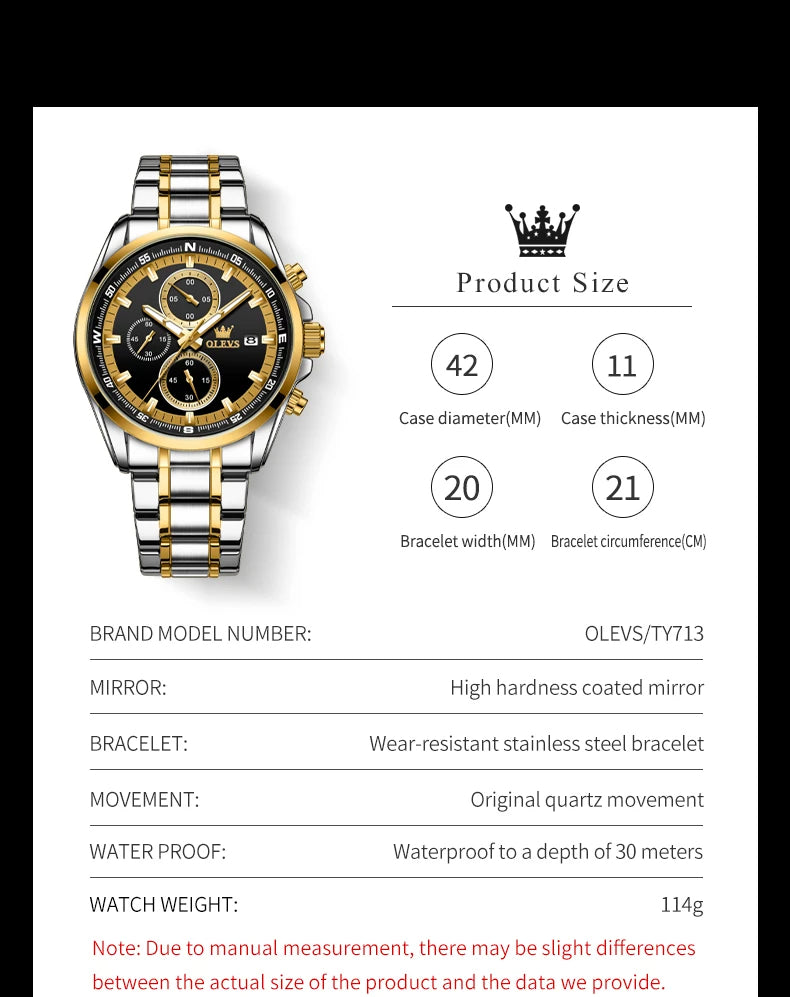 Montre à Quartz chronographe pour hommes