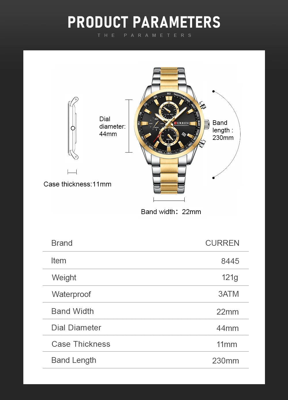 Montre chronographe pour hommes