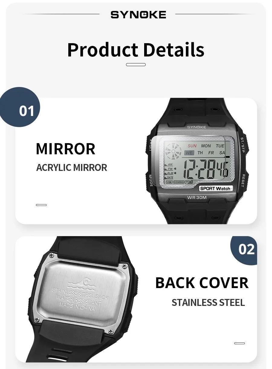 Montre Numérique Grands Chiffres pour Homme