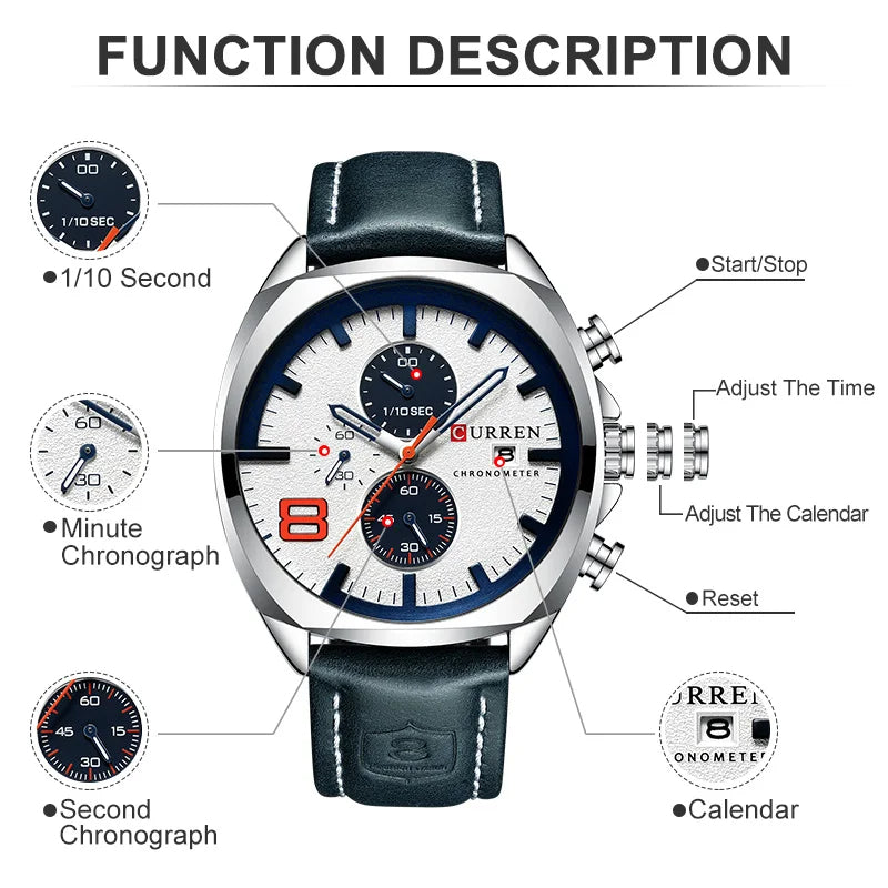 Montre chronographe de luxe pour hommes