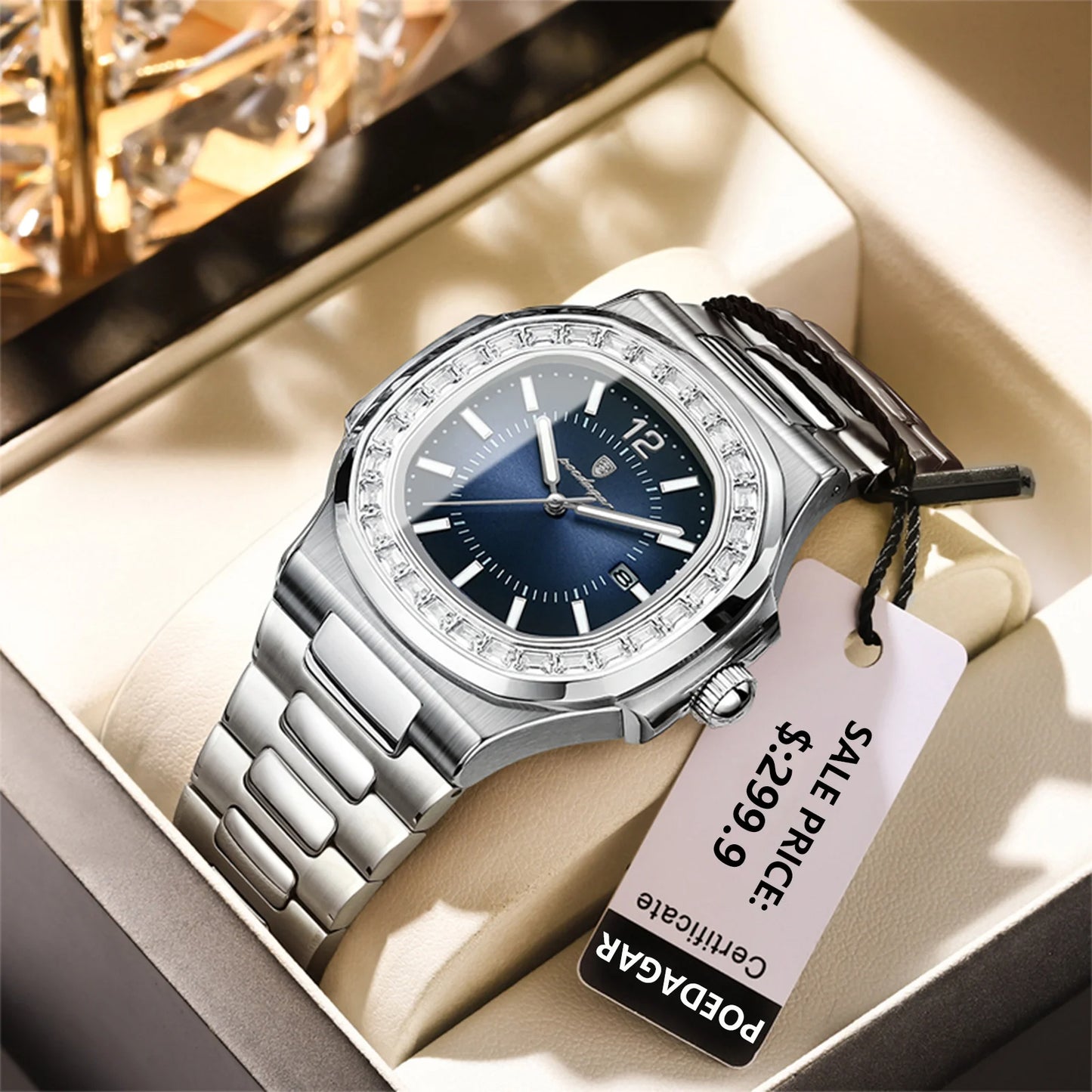 Montre carrée de luxe pour hommes