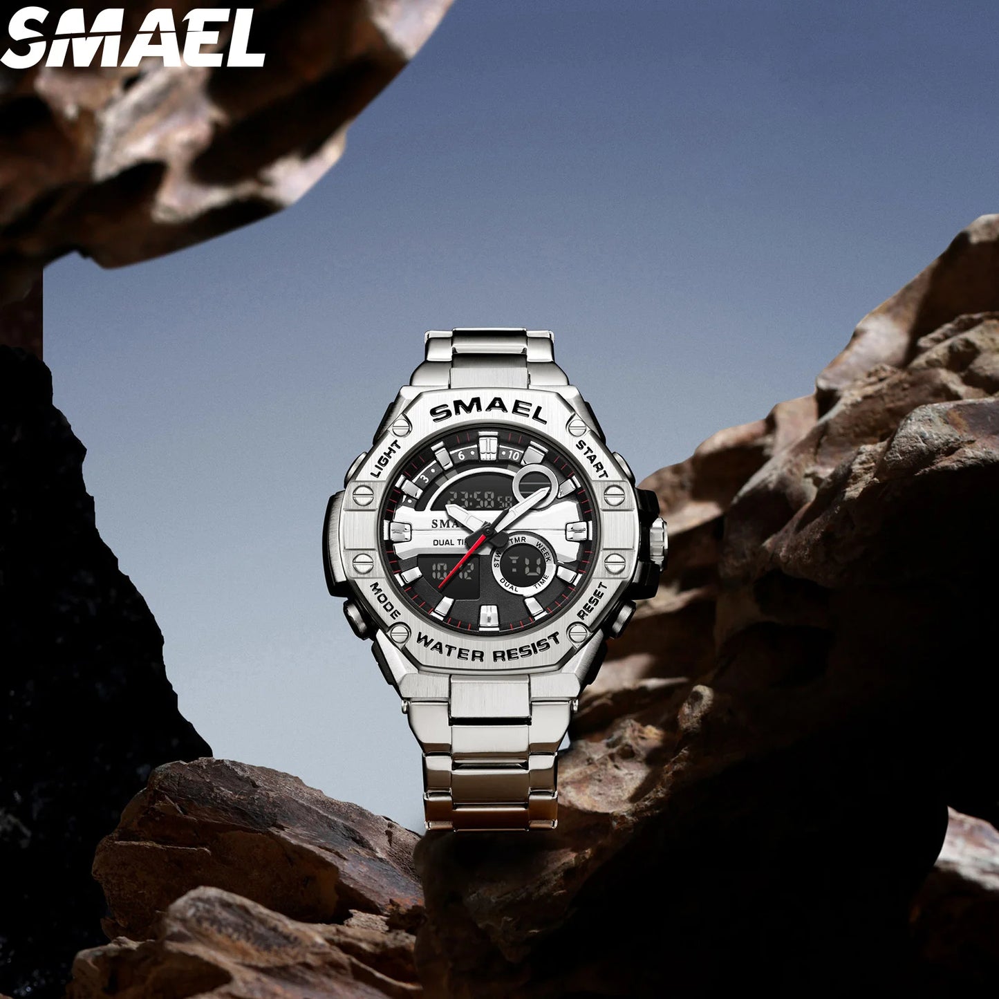 Montre numérique double affichage pour hommes