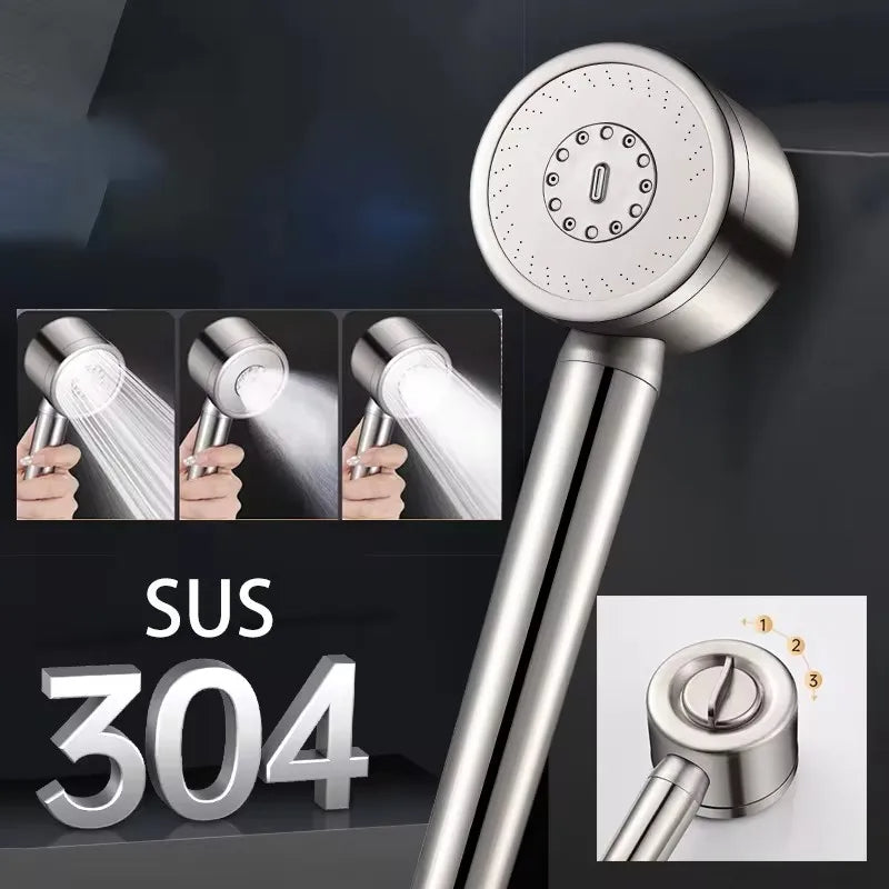 Pommeau de douche rond, 3 Modes, haute pression