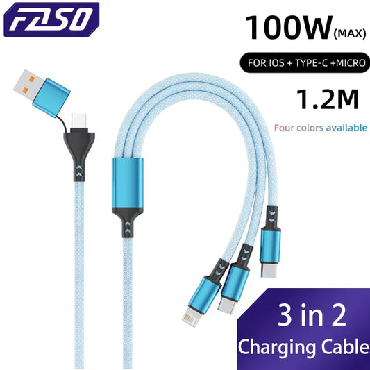 3 en 1 Câble de charge rapide pour tous les Téléphones