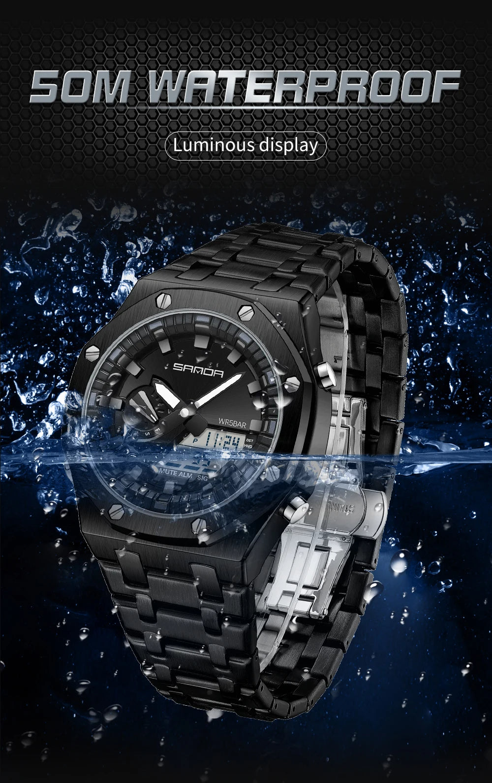 Montre multifonctionnel pour hommes