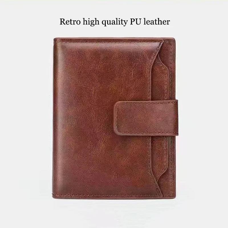 Portefeuille en cuir Pu rétro pour hommes