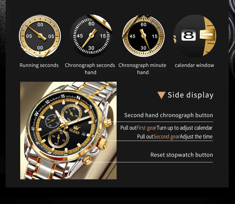 Montre à Quartz chronographe pour hommes