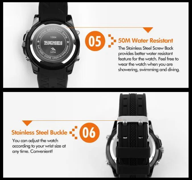 Montre Numérique à énergie solaire pour hommes