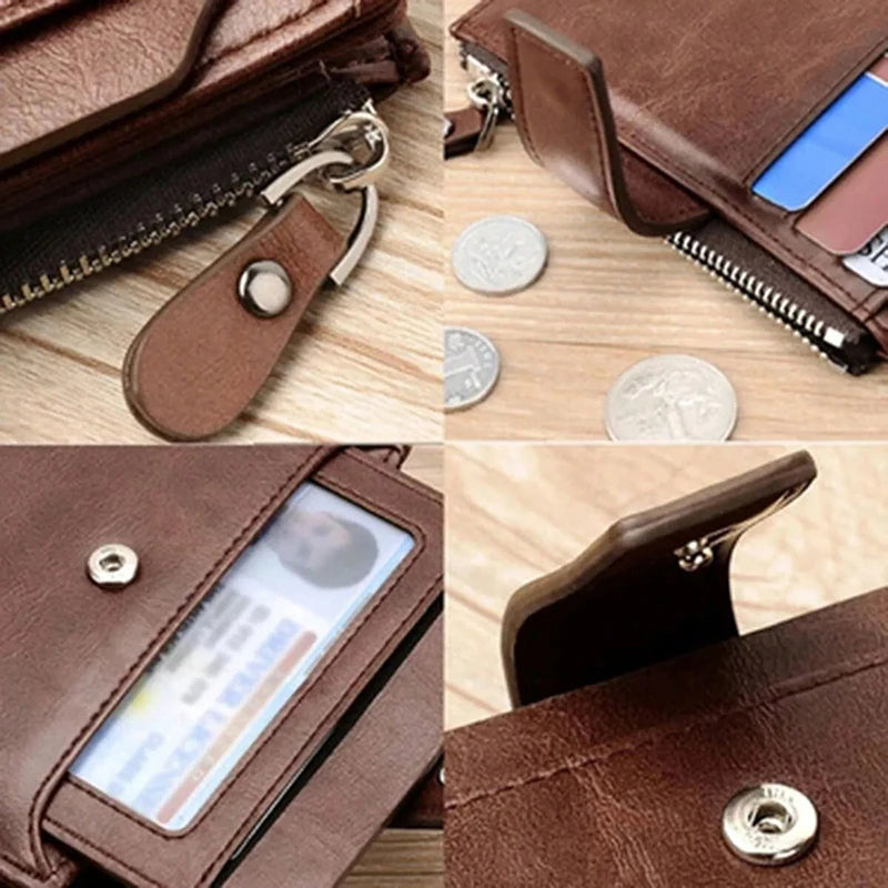 Portefeuille en cuir Pu rétro pour hommes