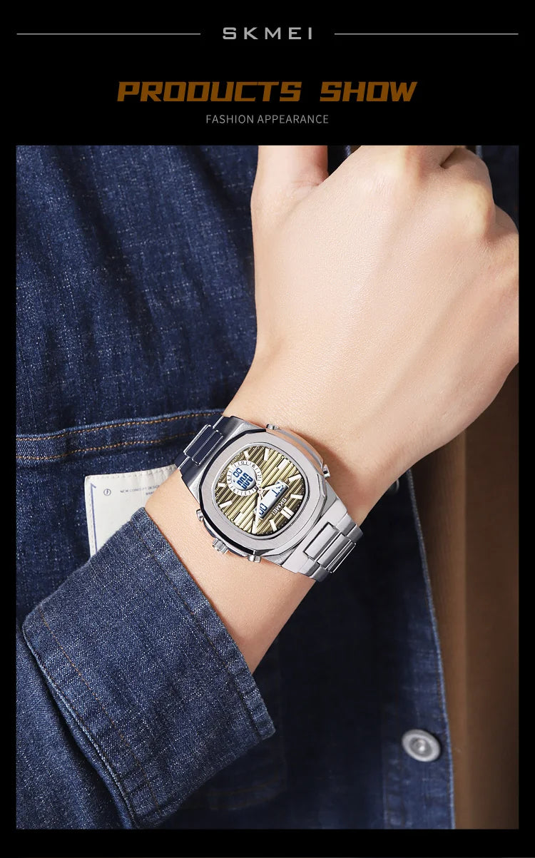 Montre numérique analogique pour hommes