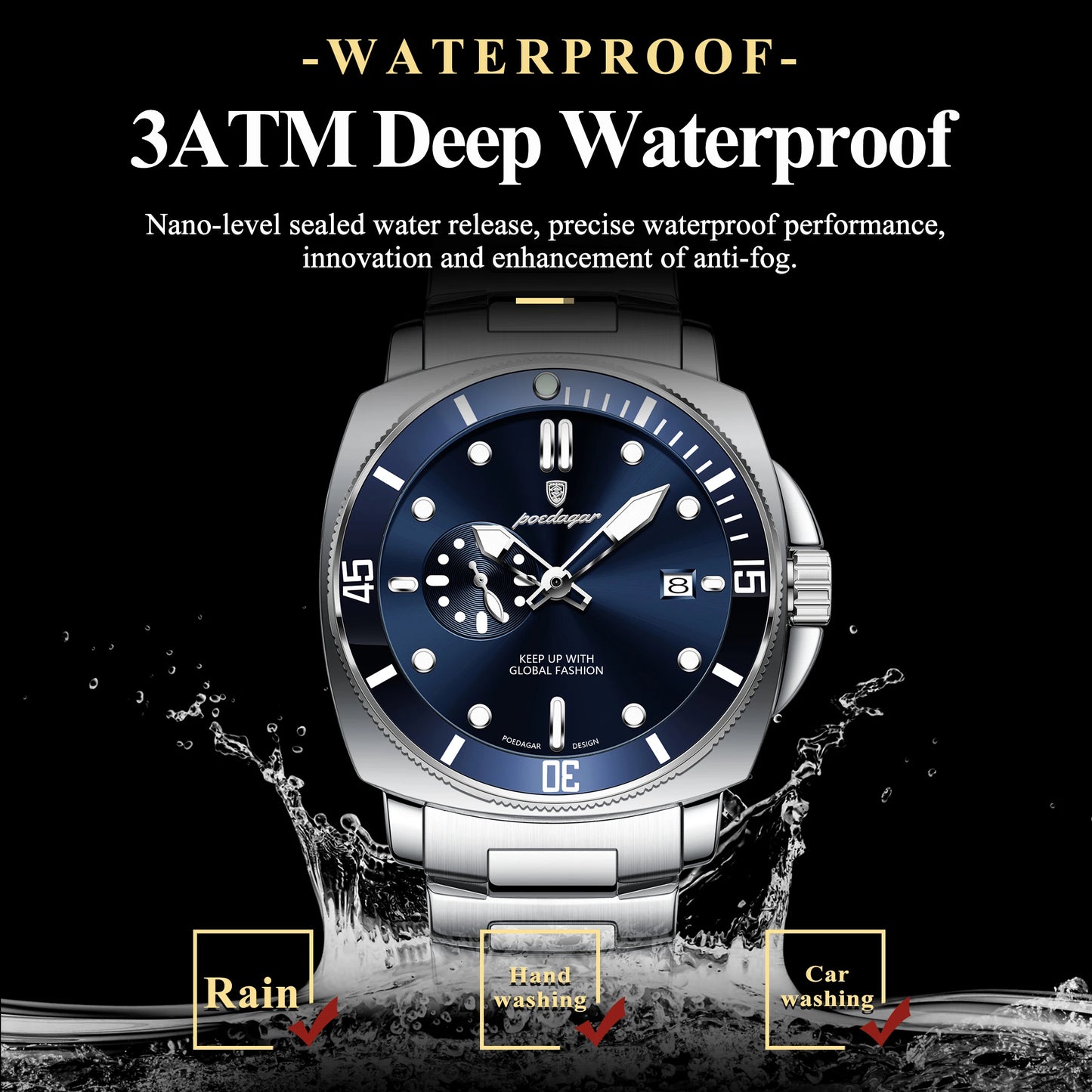Montre-bracelet d'affaires pour hommes