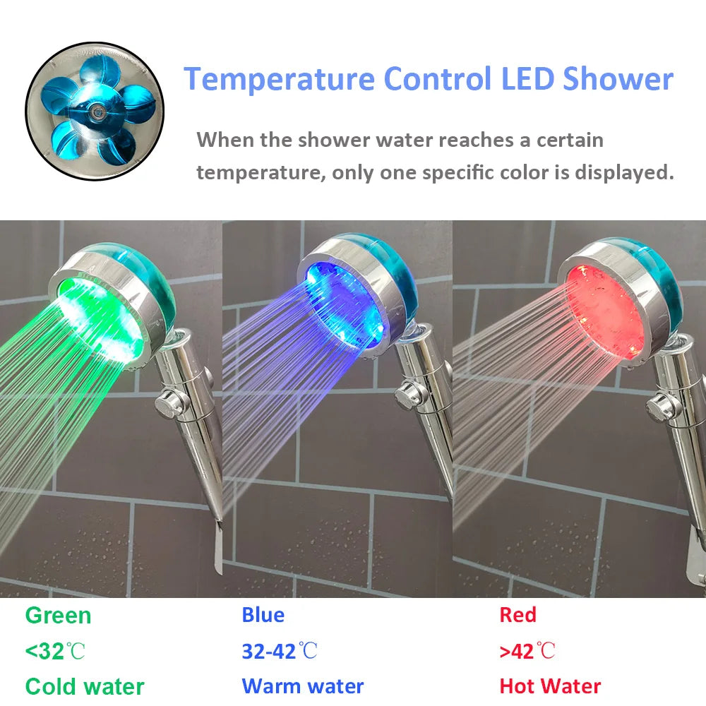 Pommeau de douche LED à affichage de la température