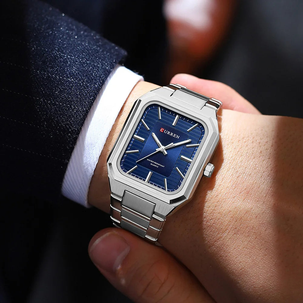 Montre d'affaires rectangulaire pour hommes