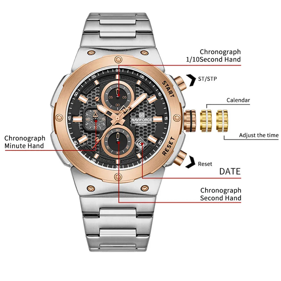 Montre chronographe de luxe pour hommes