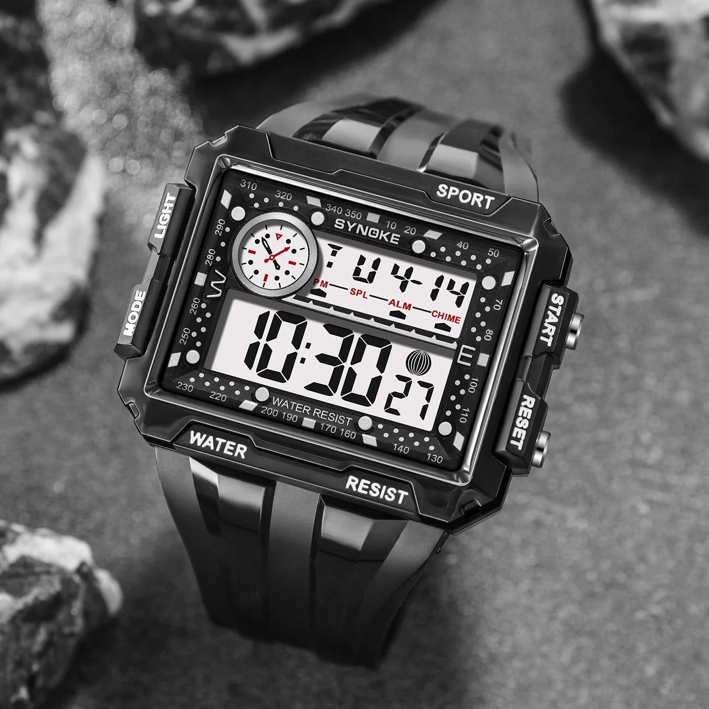 Montre numérique grand écran pour hommes