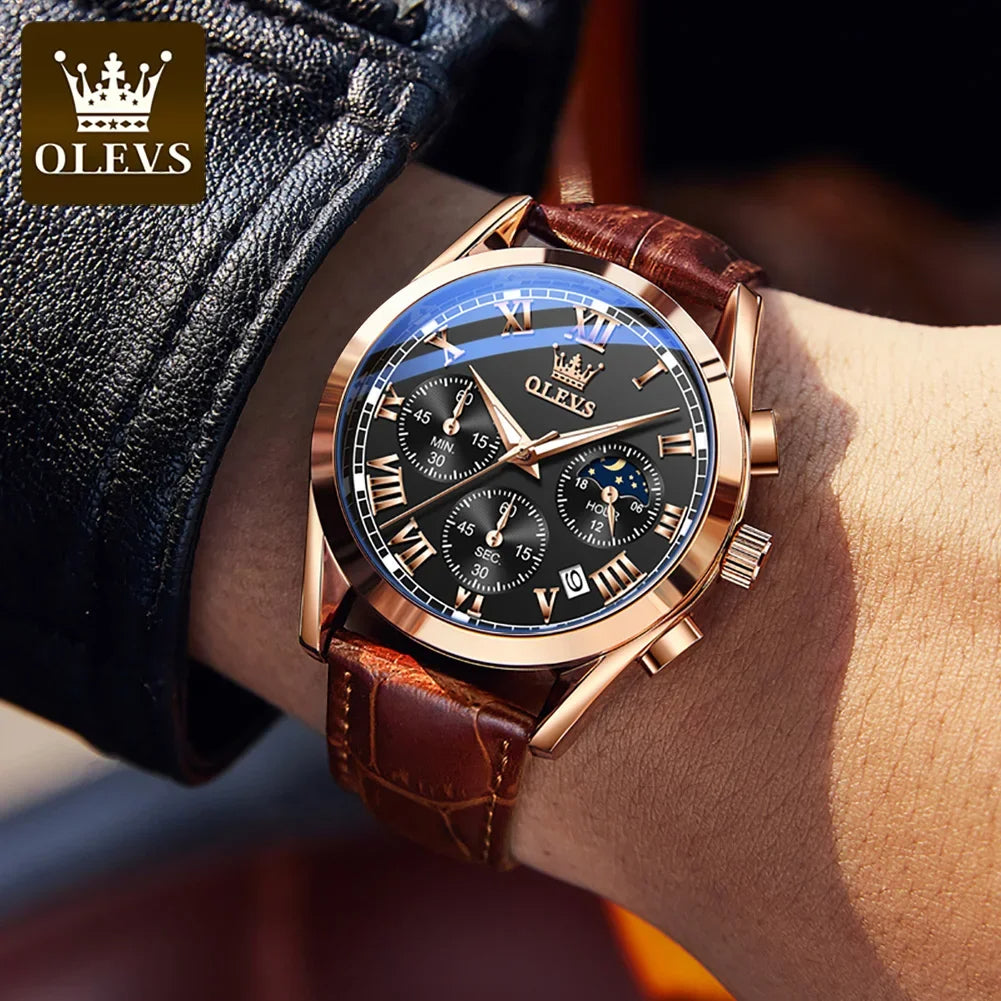 Montre de luxe en cuir pour hommes