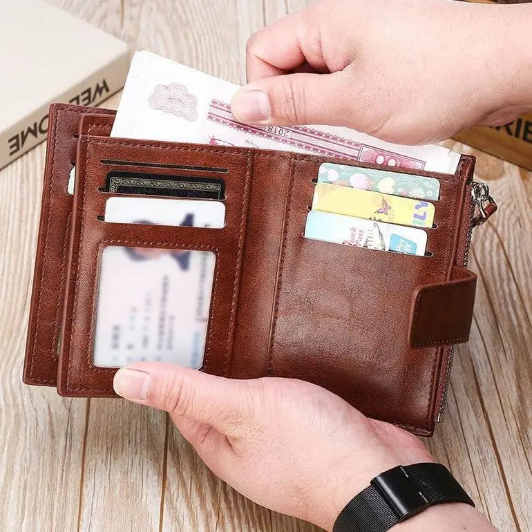 Portefeuille en cuir Pu rétro pour hommes