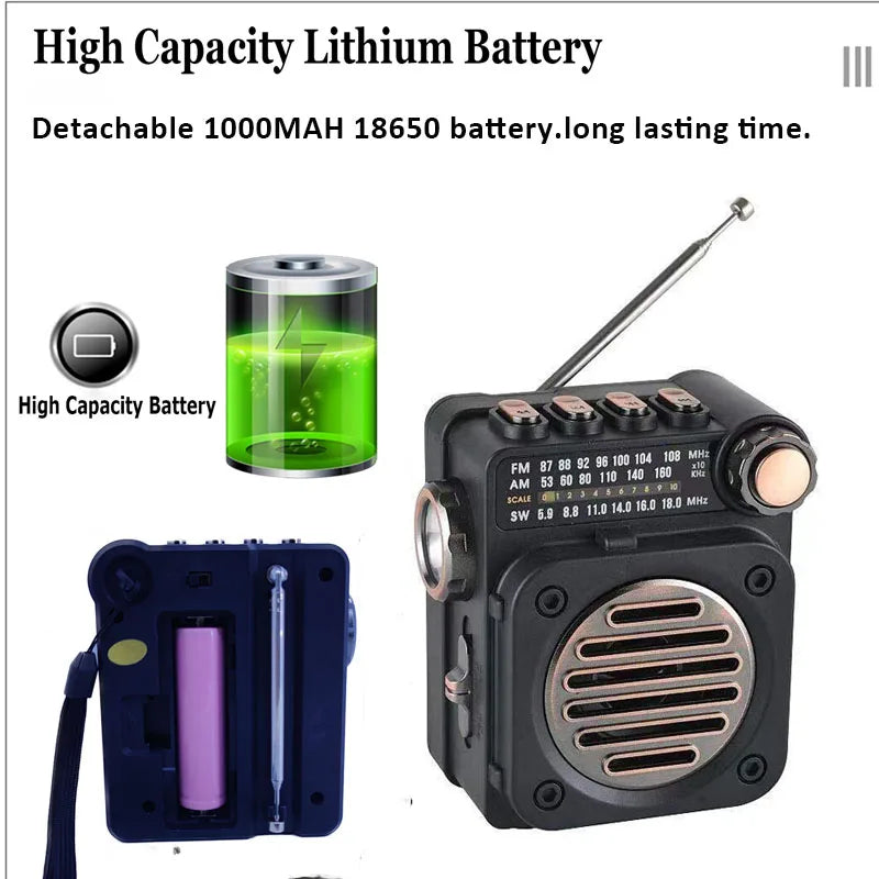 Radio sans fil avec lampe de poche
