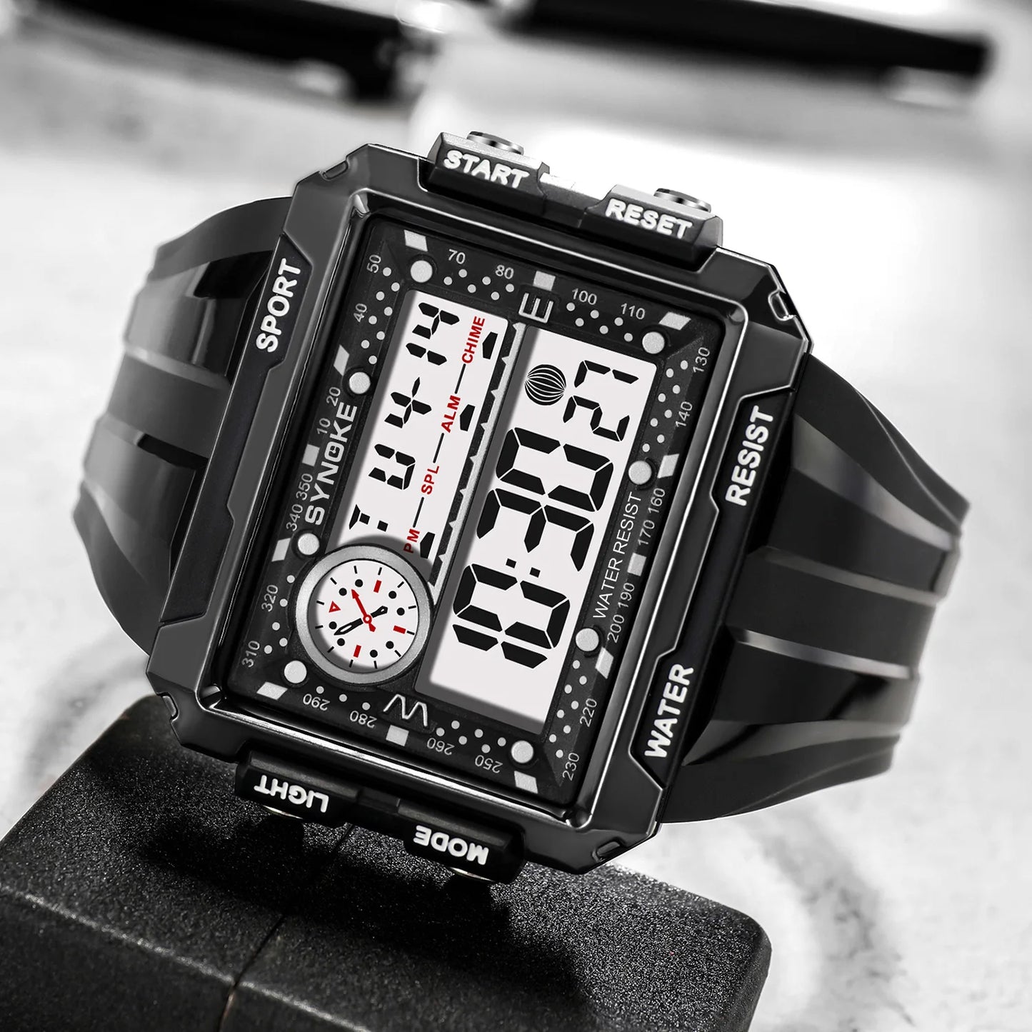 Montre numérique grand écran pour hommes