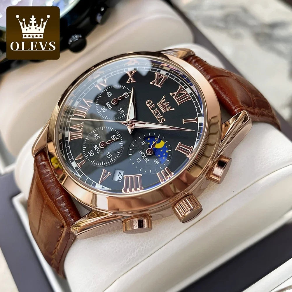 Montre de luxe en cuir pour hommes