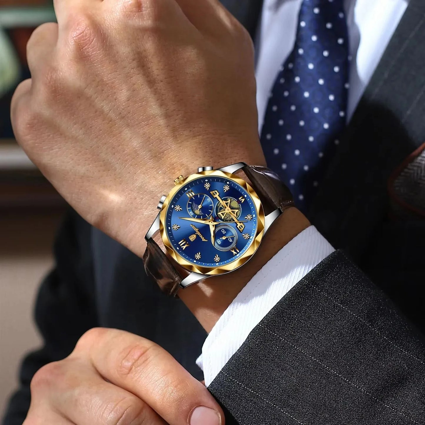 Montre de luxe ceinture cuir pour hommes