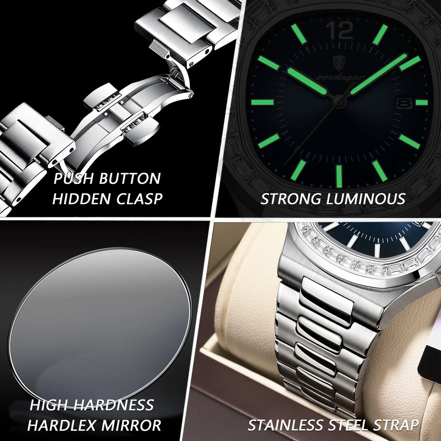 Montre carrée de luxe pour hommes