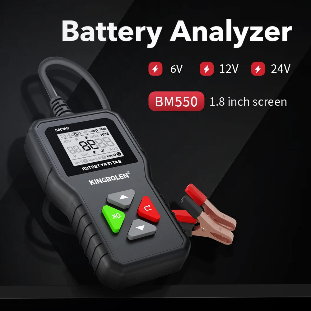 Testeur numérique de Batterie 6V 12V 24V, Testeur d’alternateur, pour Voiture/Camion/Moto/Plaque solaire