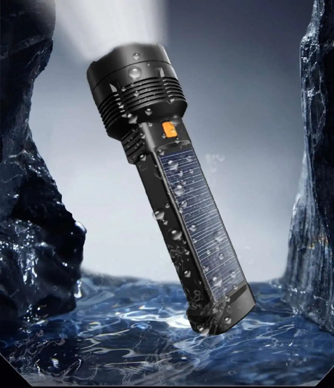 Lampe de poche LED à énergie solaire avec lumière latérale