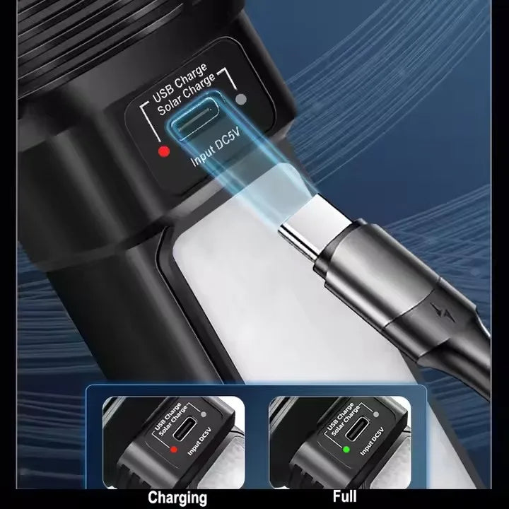 Lampe de poche LED à énergie solaire avec lumière latérale