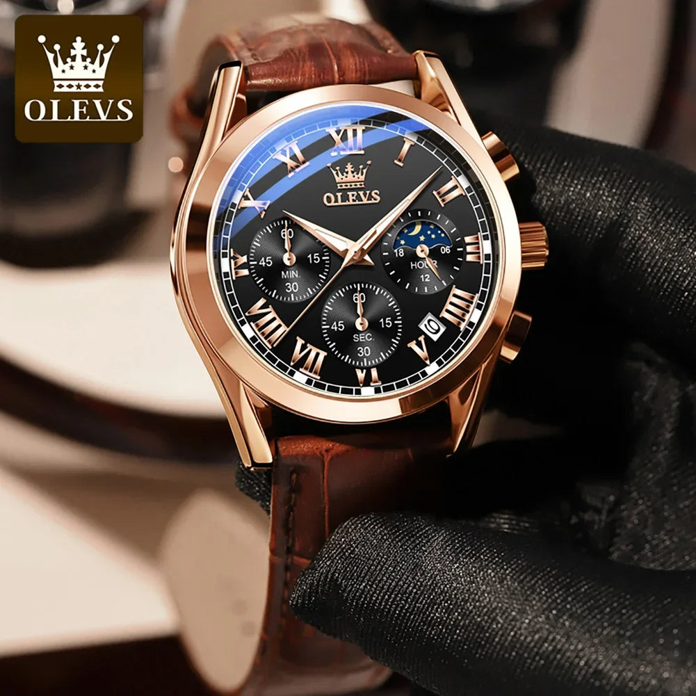 Montre de luxe en cuir pour hommes