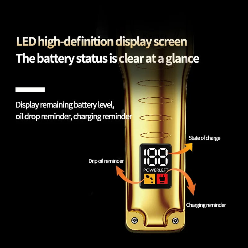 Tondeuse à cheveux Dorée avec affichage LED