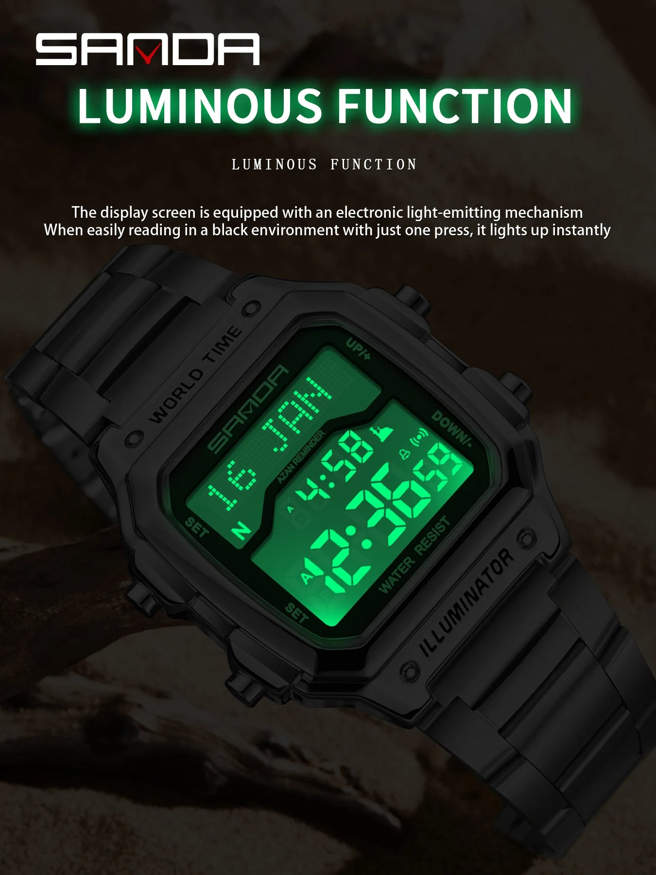 Montre électronique étanche pour homme