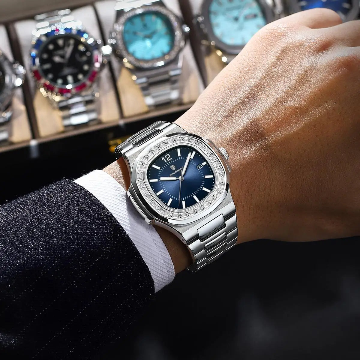 Montre carrée de luxe pour hommes