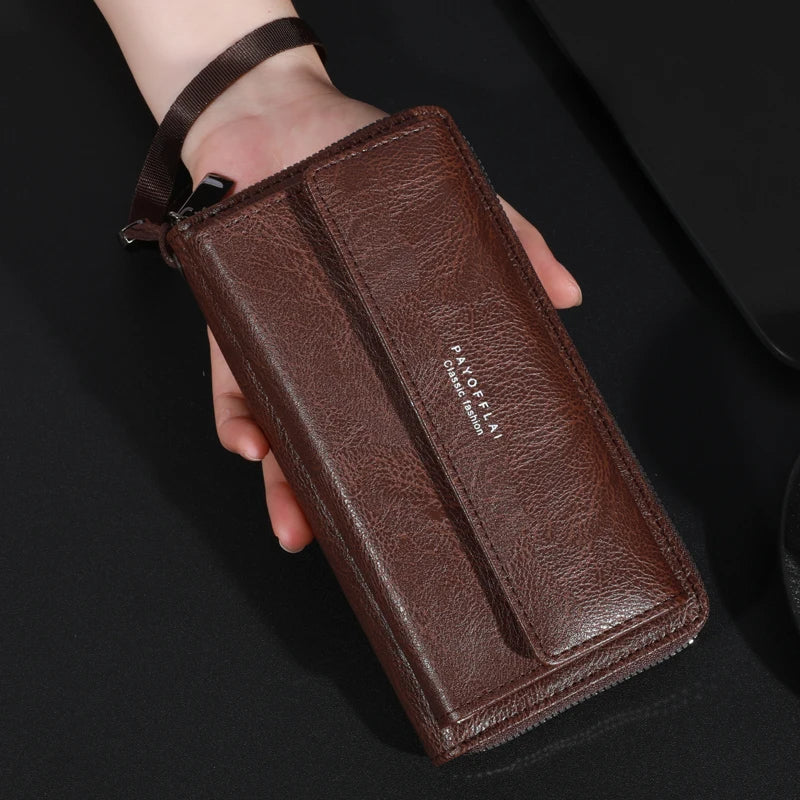 Sac à main à fermeture éclair en PU pour hommes