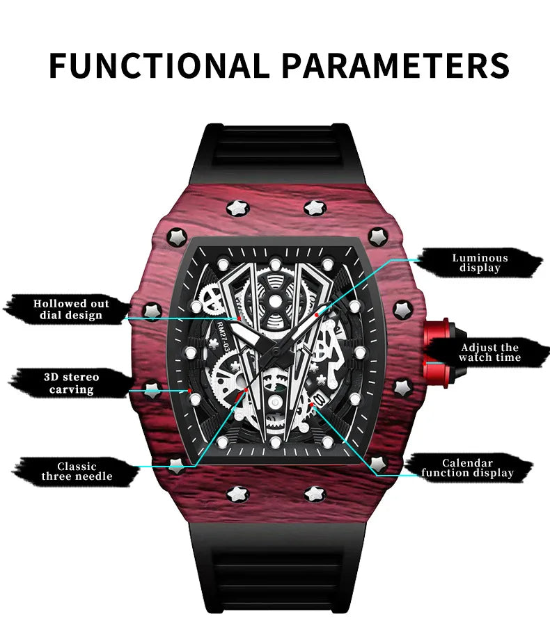 Montre-bracelet en silicone pour hommes