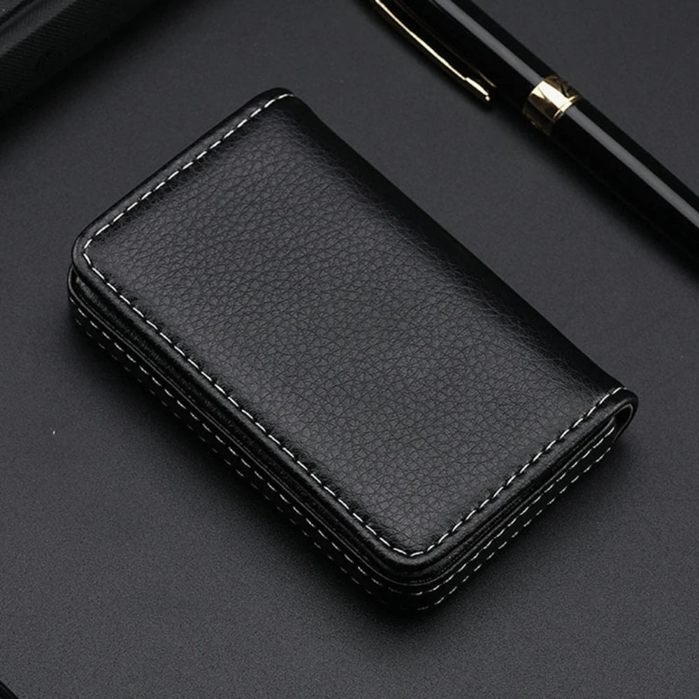 Porte-cartes magnétique en cuir PU