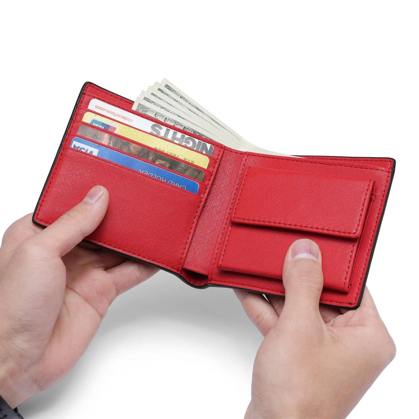 Portefeuille supérieure en cuir et carbone pour hommes