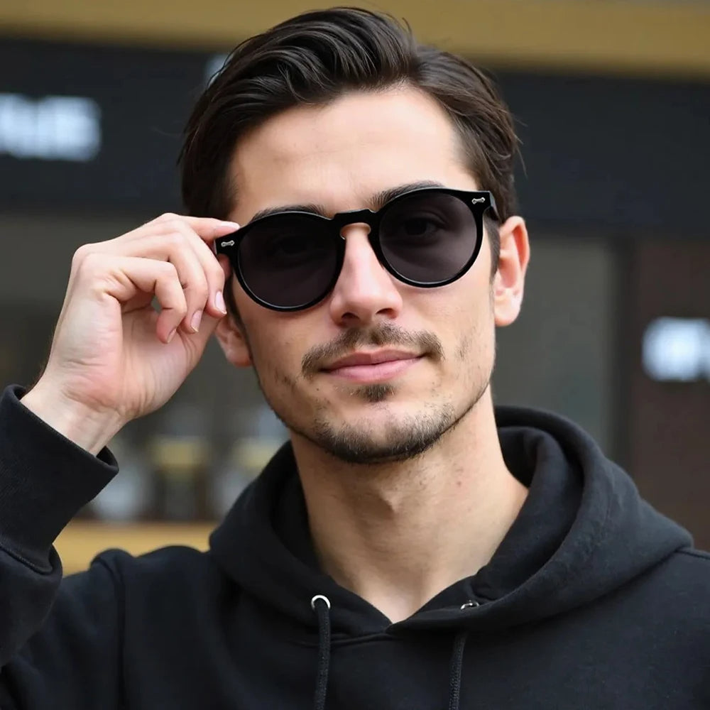 Lunettes de soleil rondes rétro pour hommes