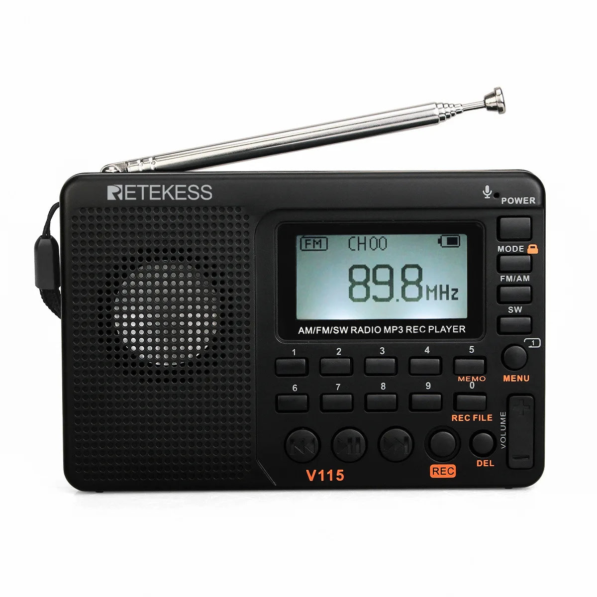 Radio toutes bandes FM AM SW MP3 Enregistreur numérique rechargeable