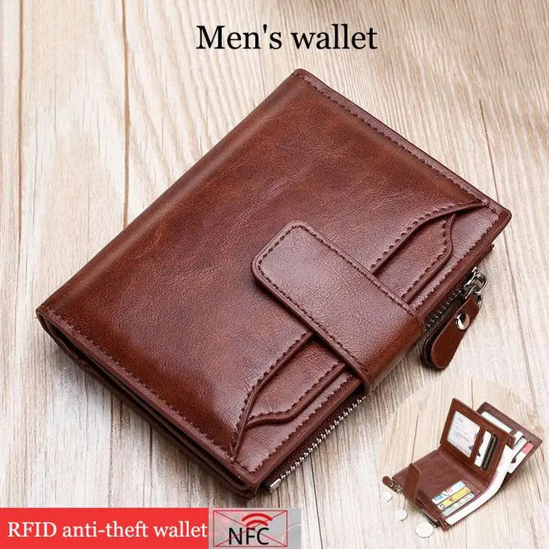 Portefeuille en cuir Pu rétro pour hommes