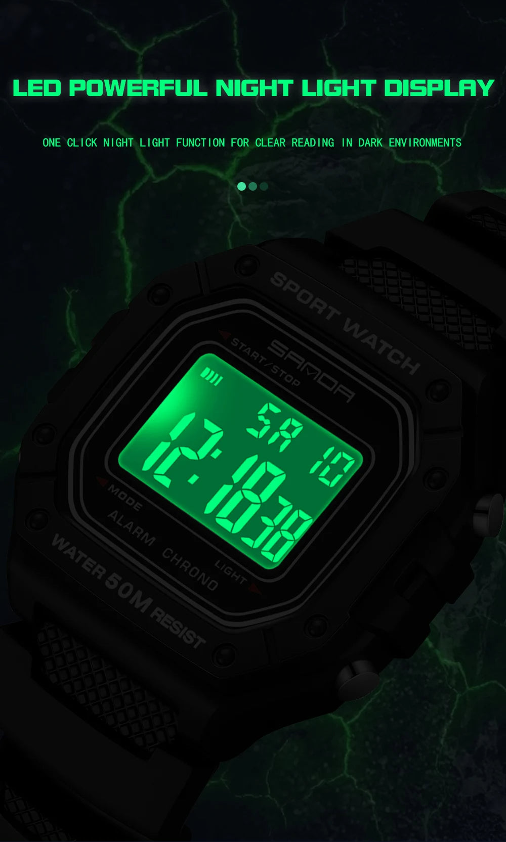 Montre numérique mode antichoc pour hommes