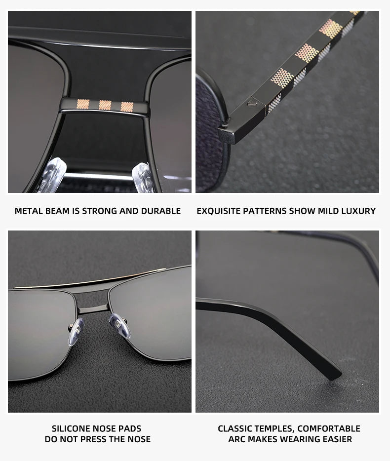 Lunettes de soleil carrées vintage pour hommes