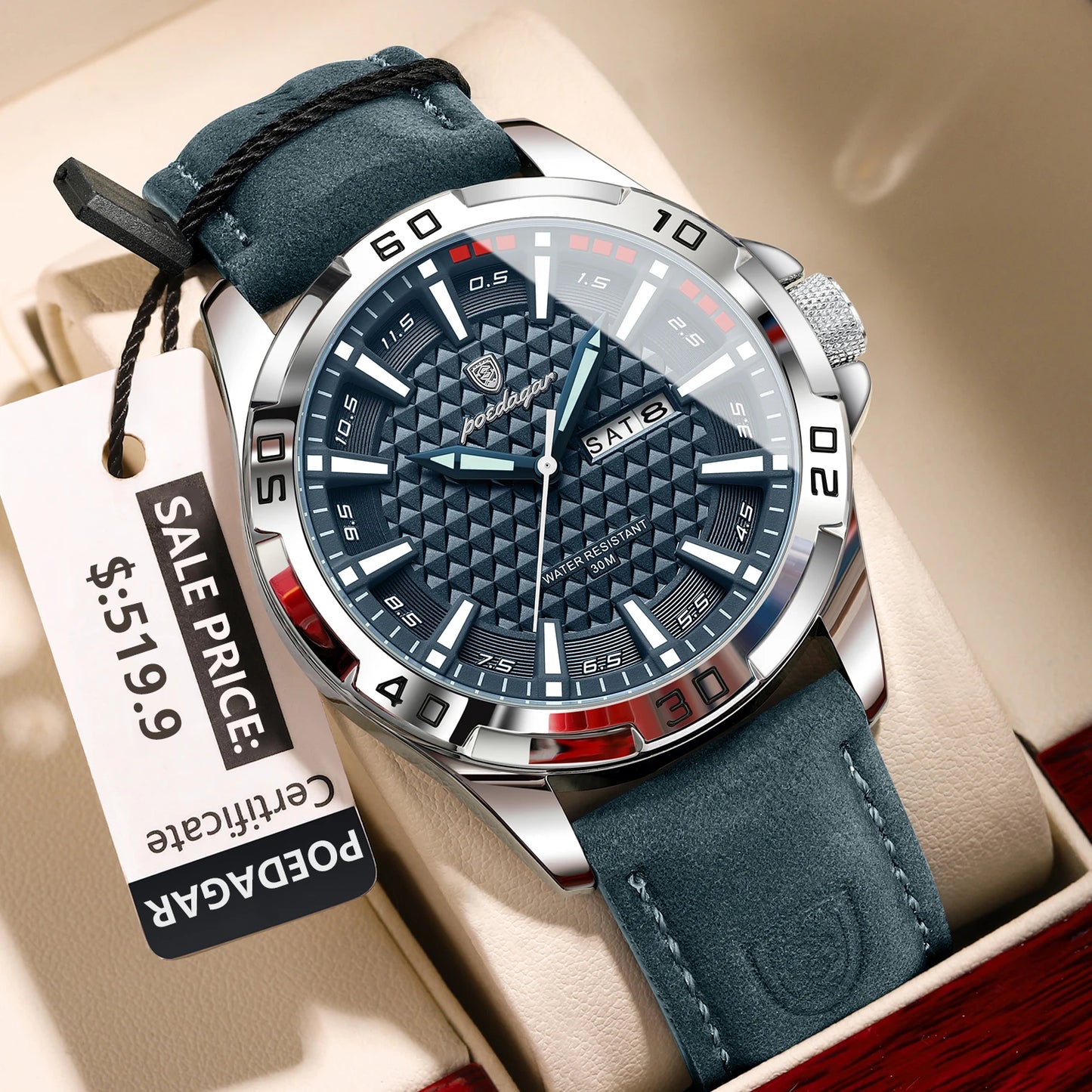 Montre à quartz lumineux pour hommes