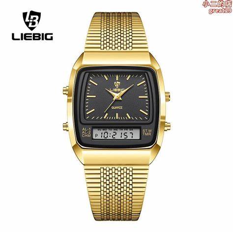 Montre à quartz avec bracelet doré pour hommes